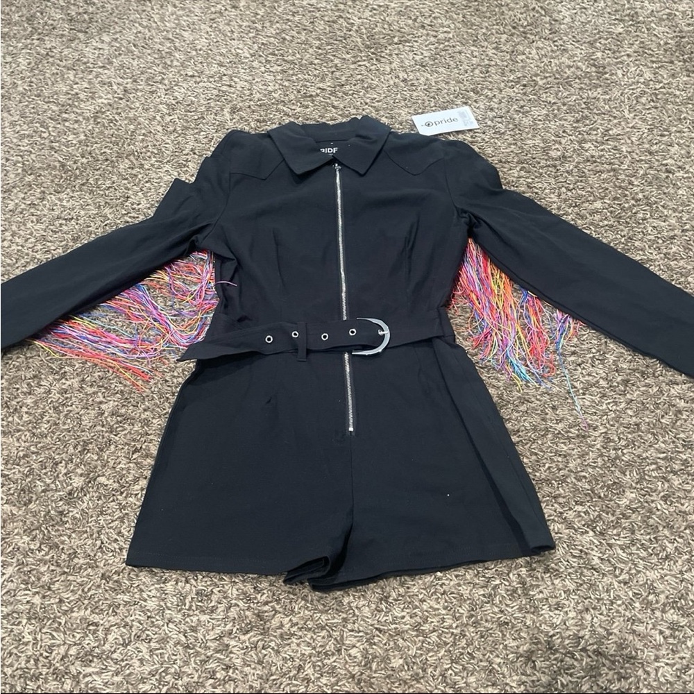 Target NWT pride fringe shorts jumpsuit adult XS